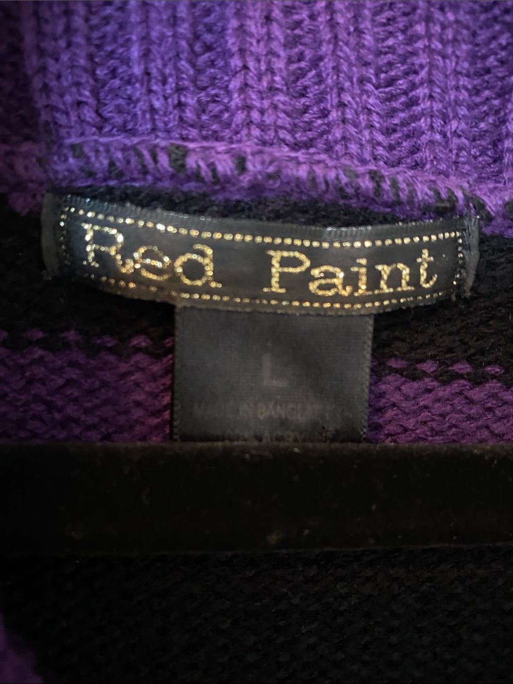 Purple and Black Striped Knit Mini Dress with Shawl Collar - Picture 2 of 4